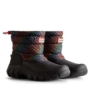 Hunter Intrepid Rainbow Logo Insulated Waterproof Short Boots Women’s Size 11